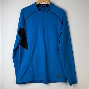 Nike Pro Blue Long Sleeve Fitted Top with Black Details Size XL